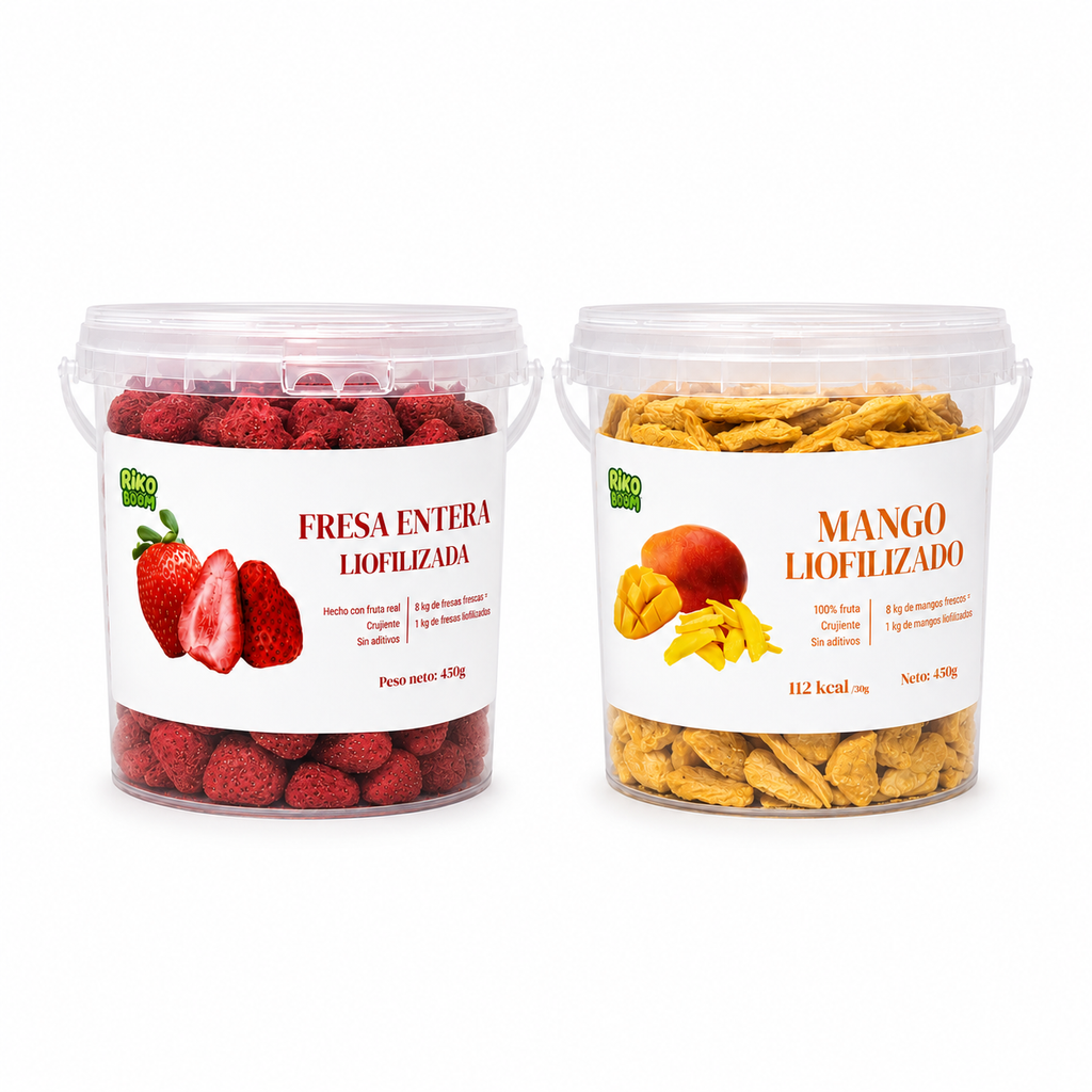 Pack Duo de Fruta Liofilizada – Fresa y Mango (450 g + 450 g)